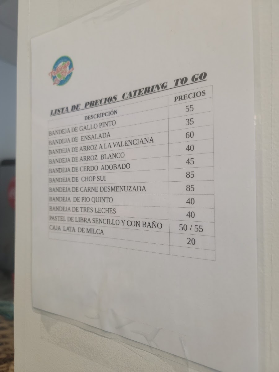 Fritanga La Nueva Menu - Image 1